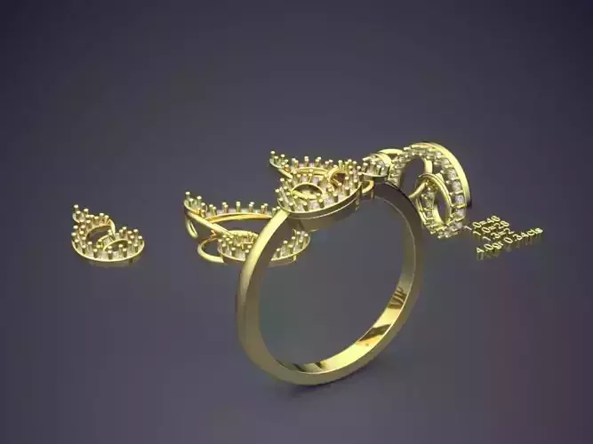 Unique Ring With Diamonds P-1734 3D print model
