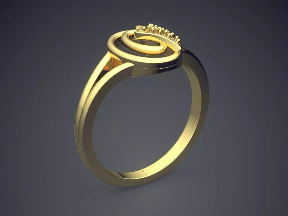 Ring With Small Diamonds P-1714R 3D print model_0