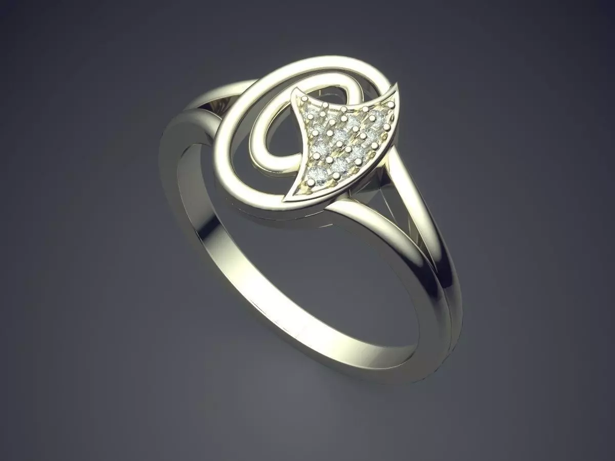 Ring With Small Diamonds P-1714R 3D print model_1