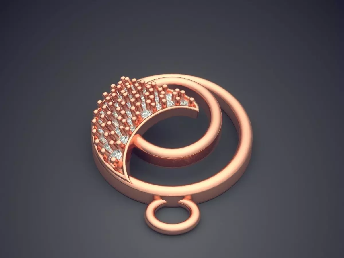 Pendant With Diamonds P-1714 3D print model_2
