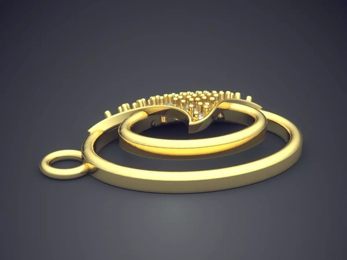 Pendant With Diamonds P-1714 3D print model_3