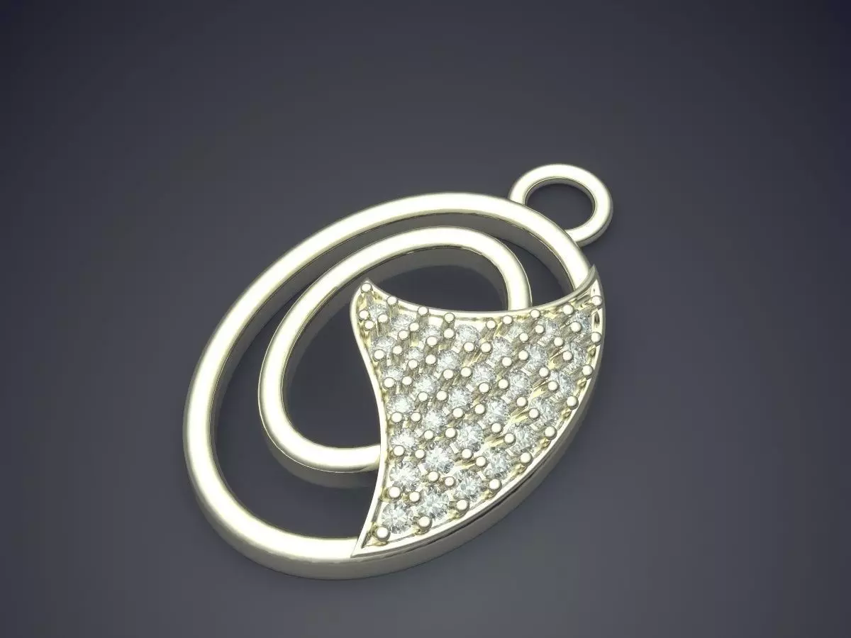 Pendant With Diamonds P-1714 3D print model_1