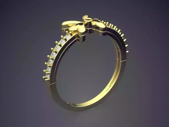 Engagement Ring With Diamonds P-1702R 3D print model