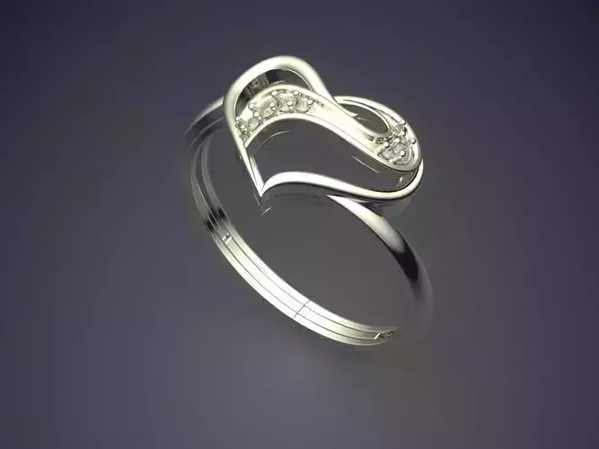 Heart-shaped Ring With Diamonds P-1684R