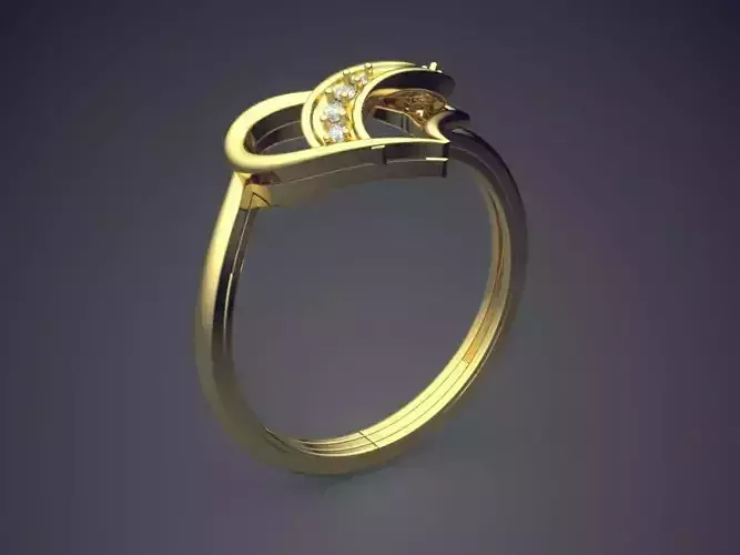 Heart-shaped Ring With Diamonds P-1684R 3D print model