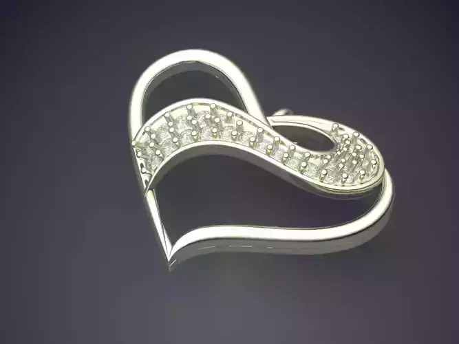 Heart Shape Pendant With Diamonds P-1684