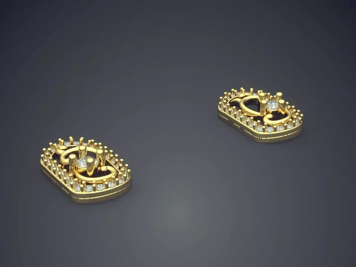 Earrings With Diamonds 3D print model_0