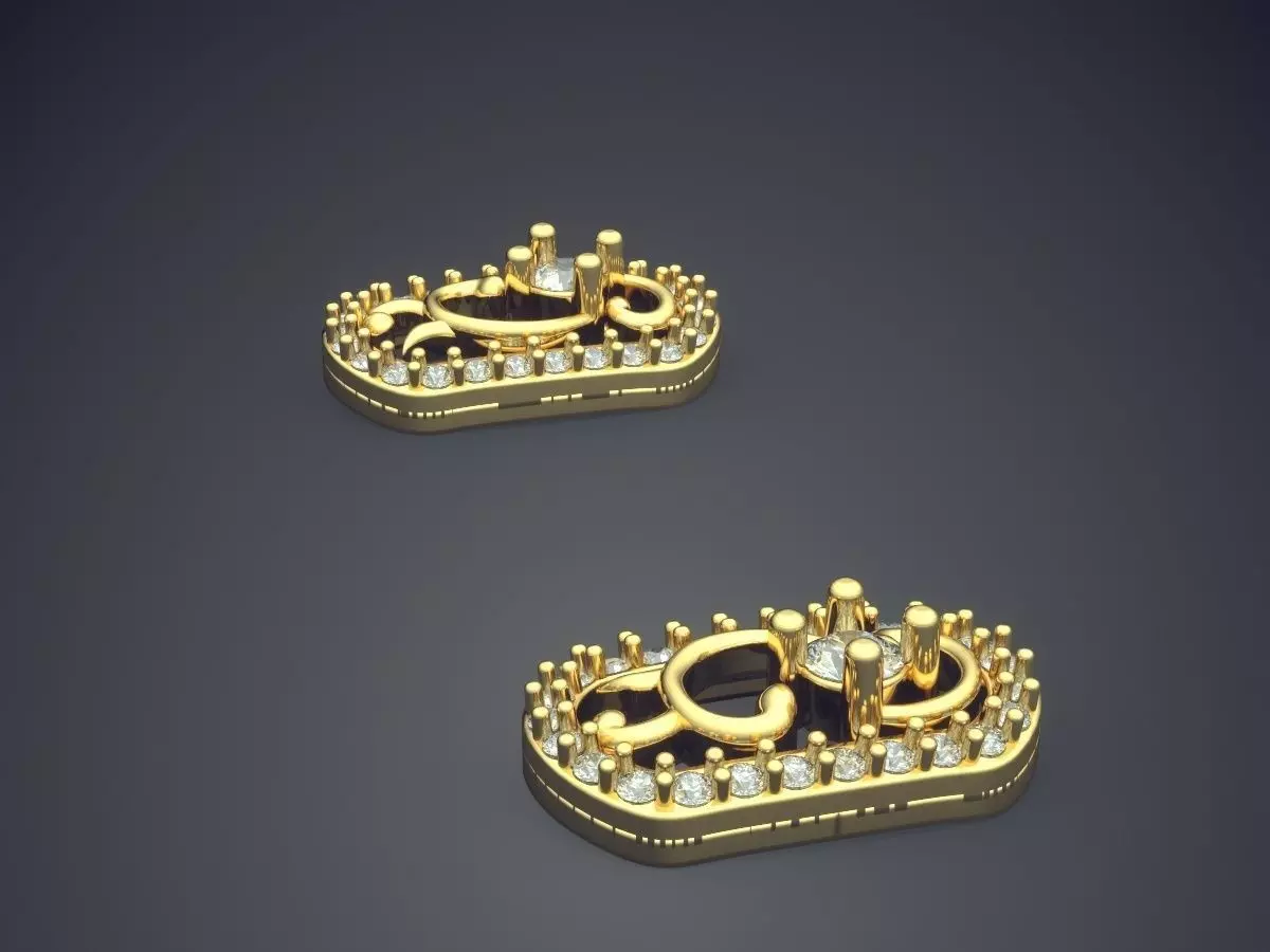 Earrings With Diamonds 3D print model_3
