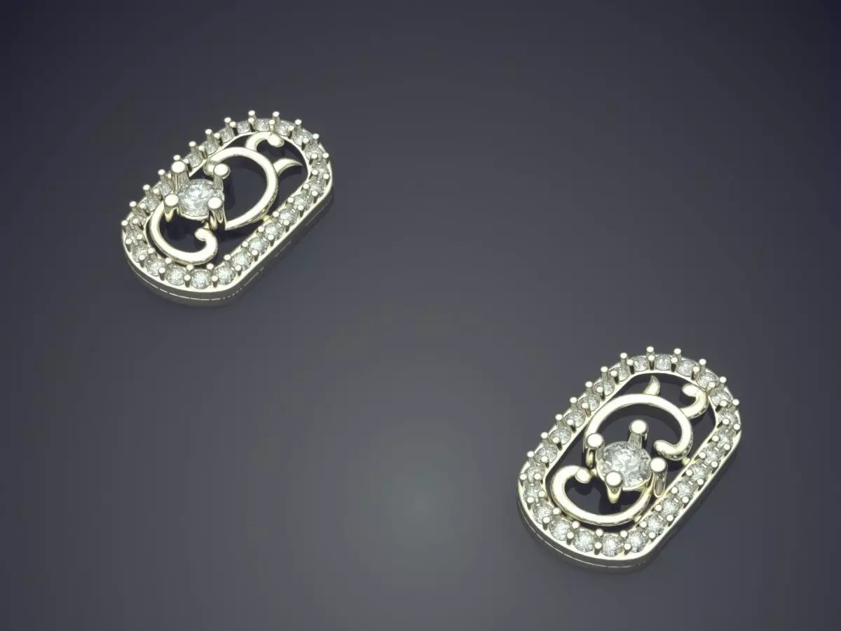 Earrings With Diamonds 3D print model_1