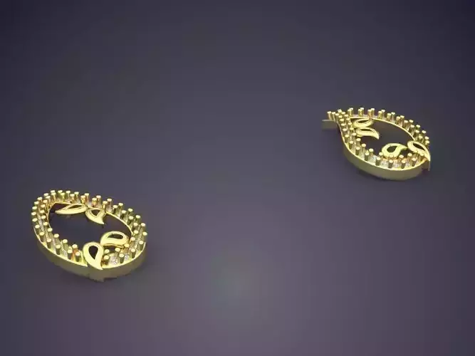 Drop Shape Earrings With Diamonds 3D print model