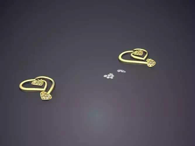 Heart Shape Earrings With Diamonds JRE3004 3D print model