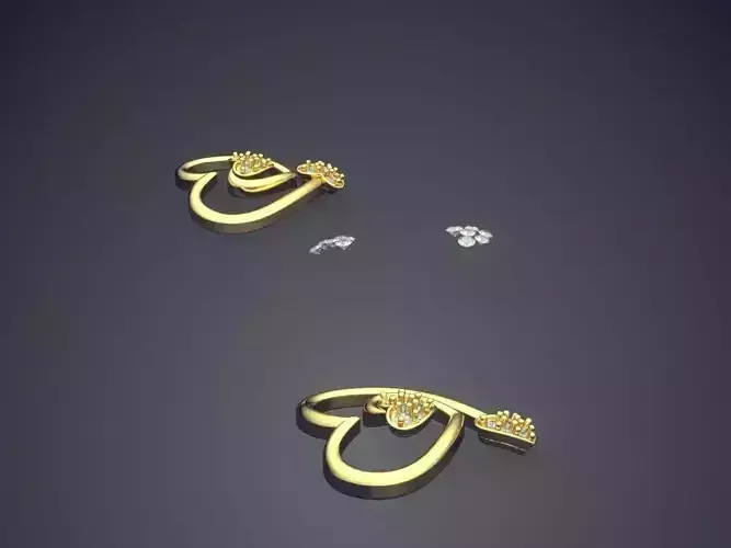 Heart Shape Earrings With Diamonds JRE3004