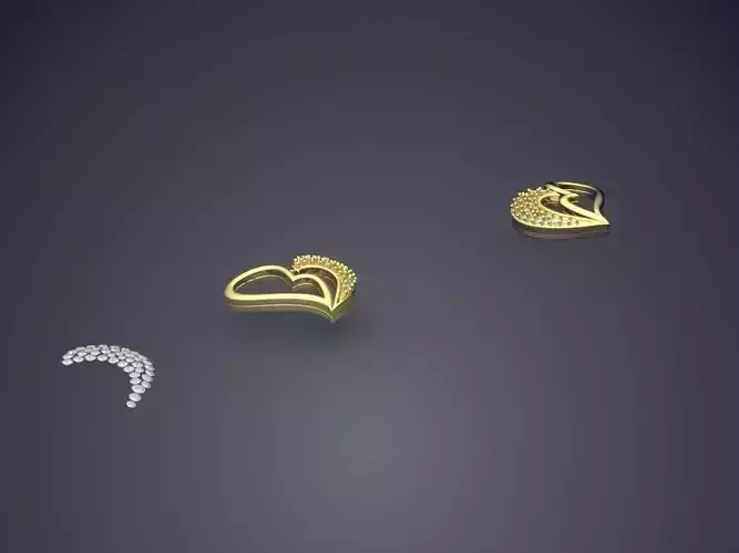 Heart Shape Pendant With Attachable Diamonds JRE3003 3D print model
