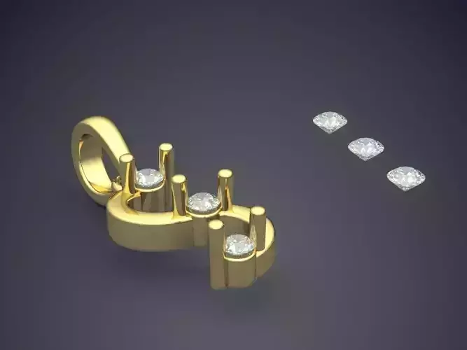 Curved Pendant With Attachable Gems 3D print model