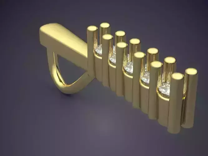 Pendant silver ring with diamonds 3D print model