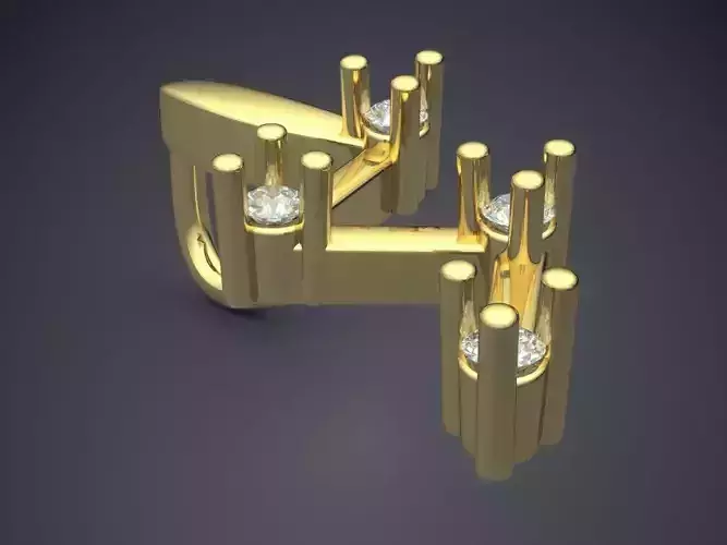 Pendant gold ring with diamonds 3D print model