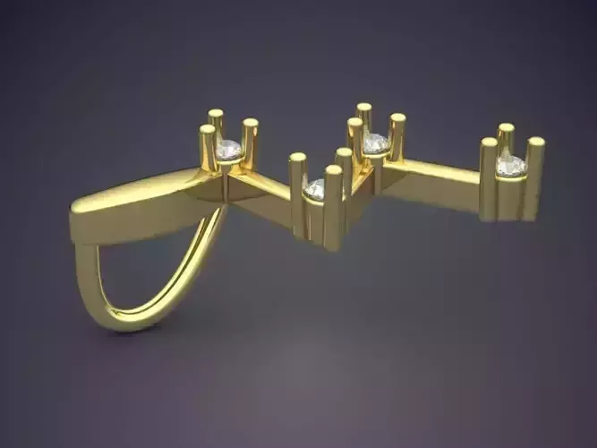 Pendant gold ring with diamonds