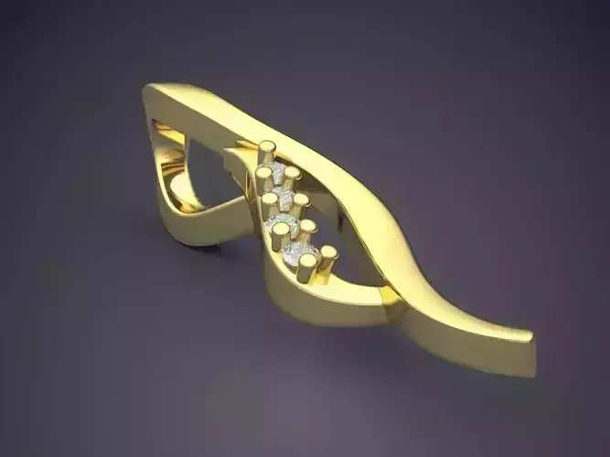 Pendant gold ring with diamonds 3D print model