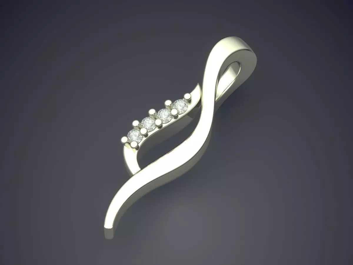 Pendant gold ring with diamonds 3D print model_1