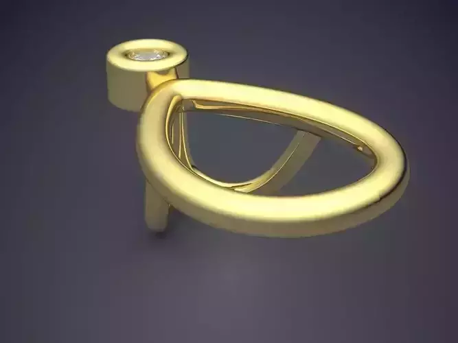 Pendant gold ring with diamond
