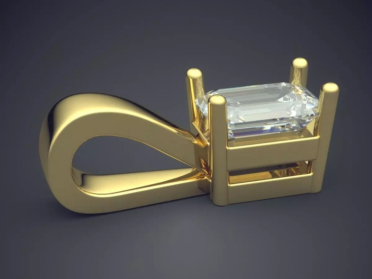 Pendant With Diamond 3D print model_3