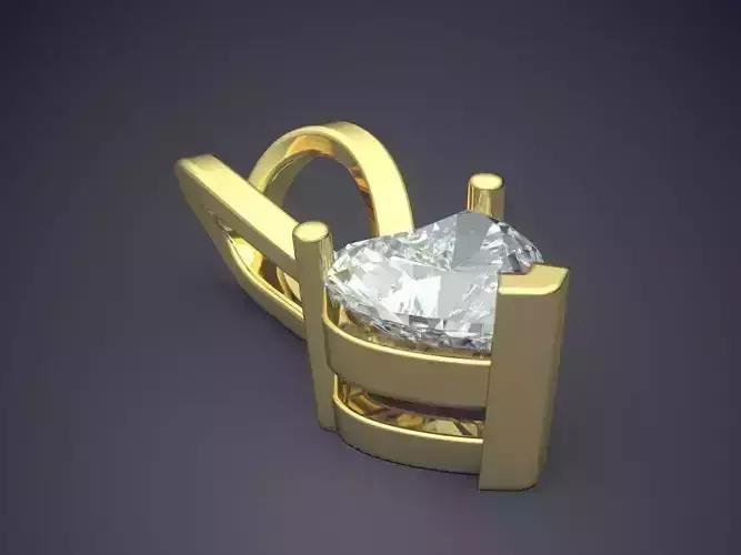 Pendant With Heart Shape Diamond 3D print model