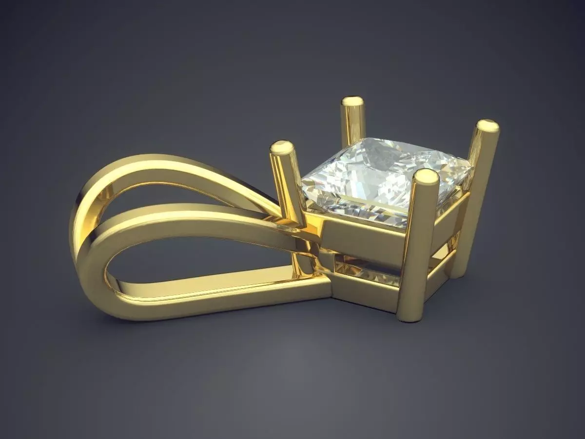 Pendant With Diamond 3D print model_3