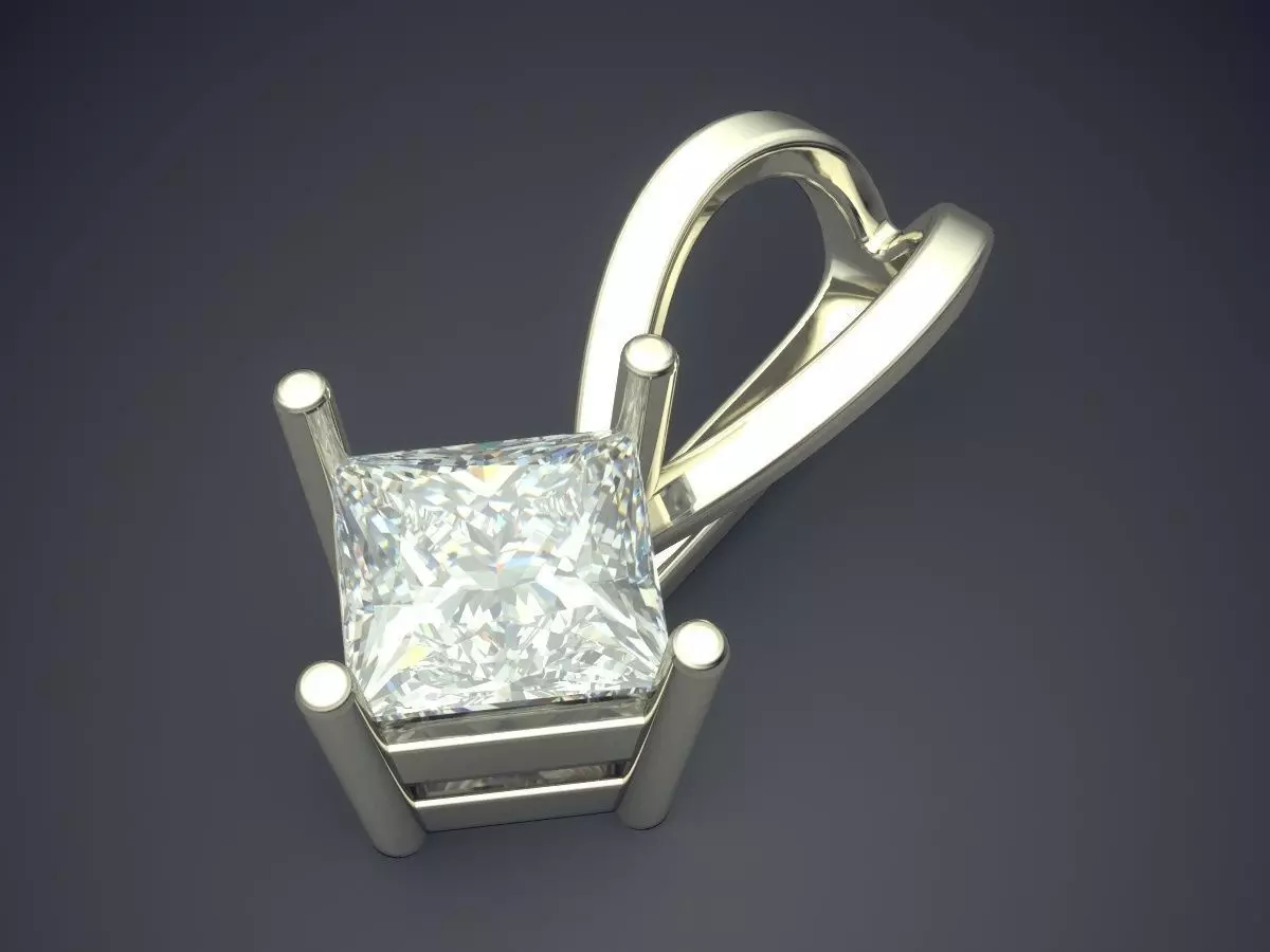 Pendant With Diamond 3D print model_1