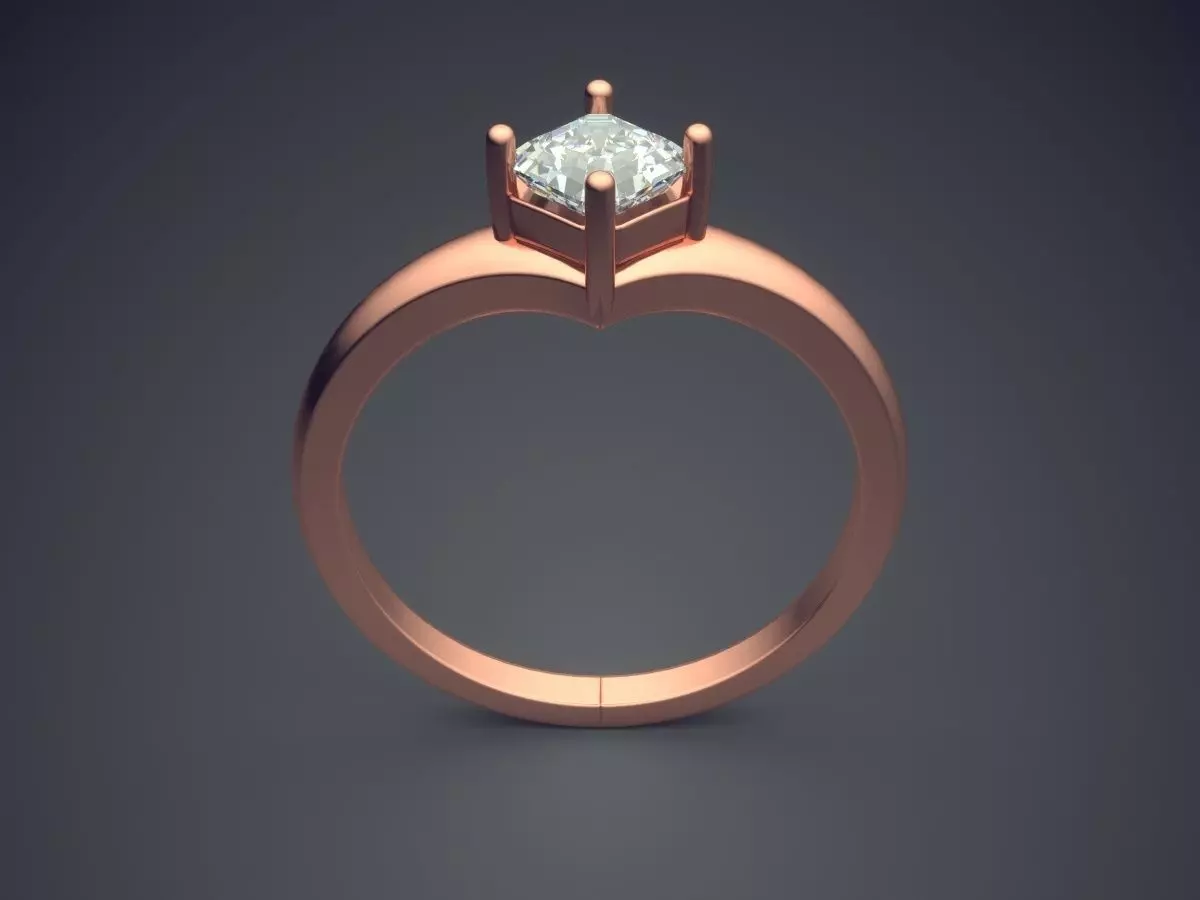 Ring With Diamond 3D print model_2