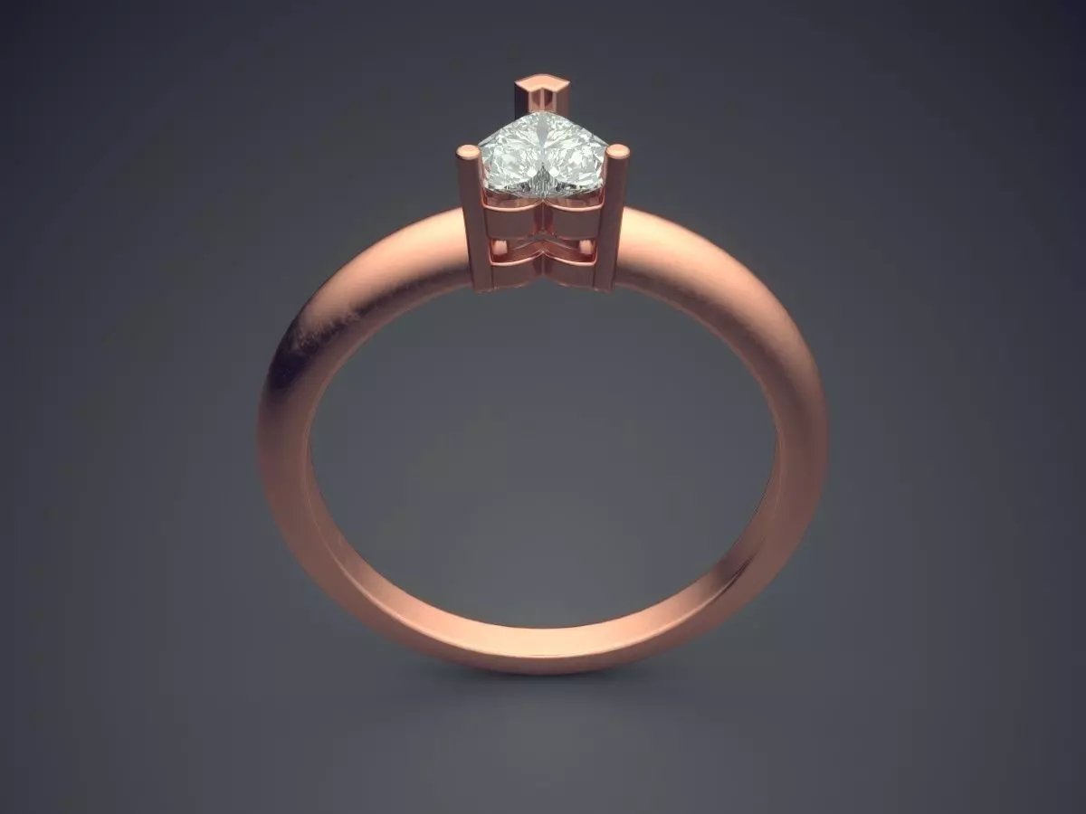 Ring With Heart Shape Diamond 3D print model_2