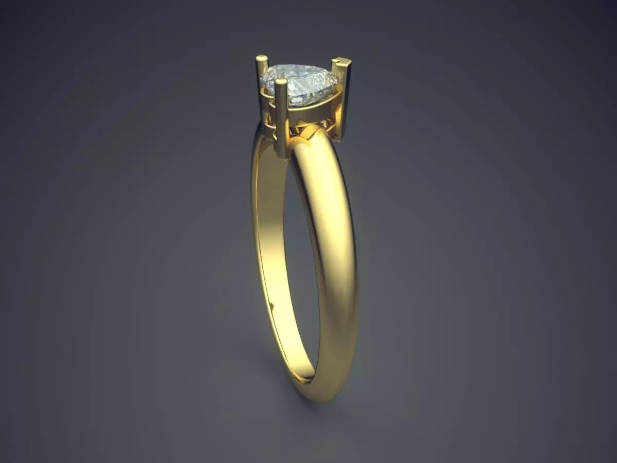 Ring With Heart Shape Diamond 3D print model_3
