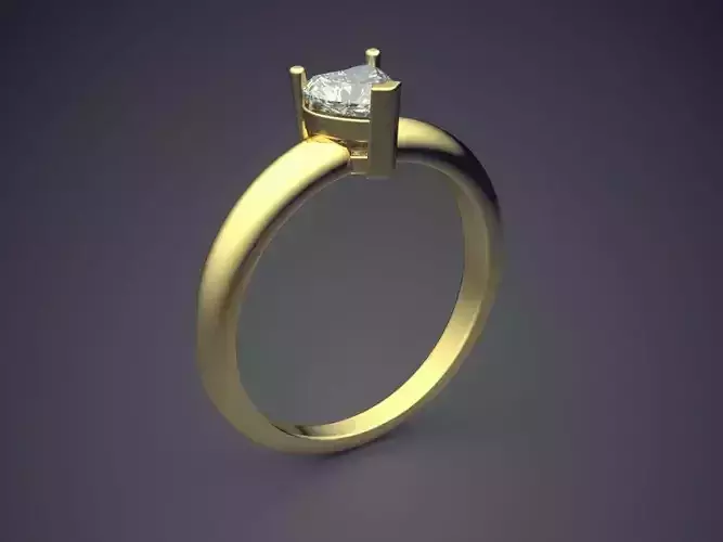 Ring With Heart Shape Diamond 3D print model