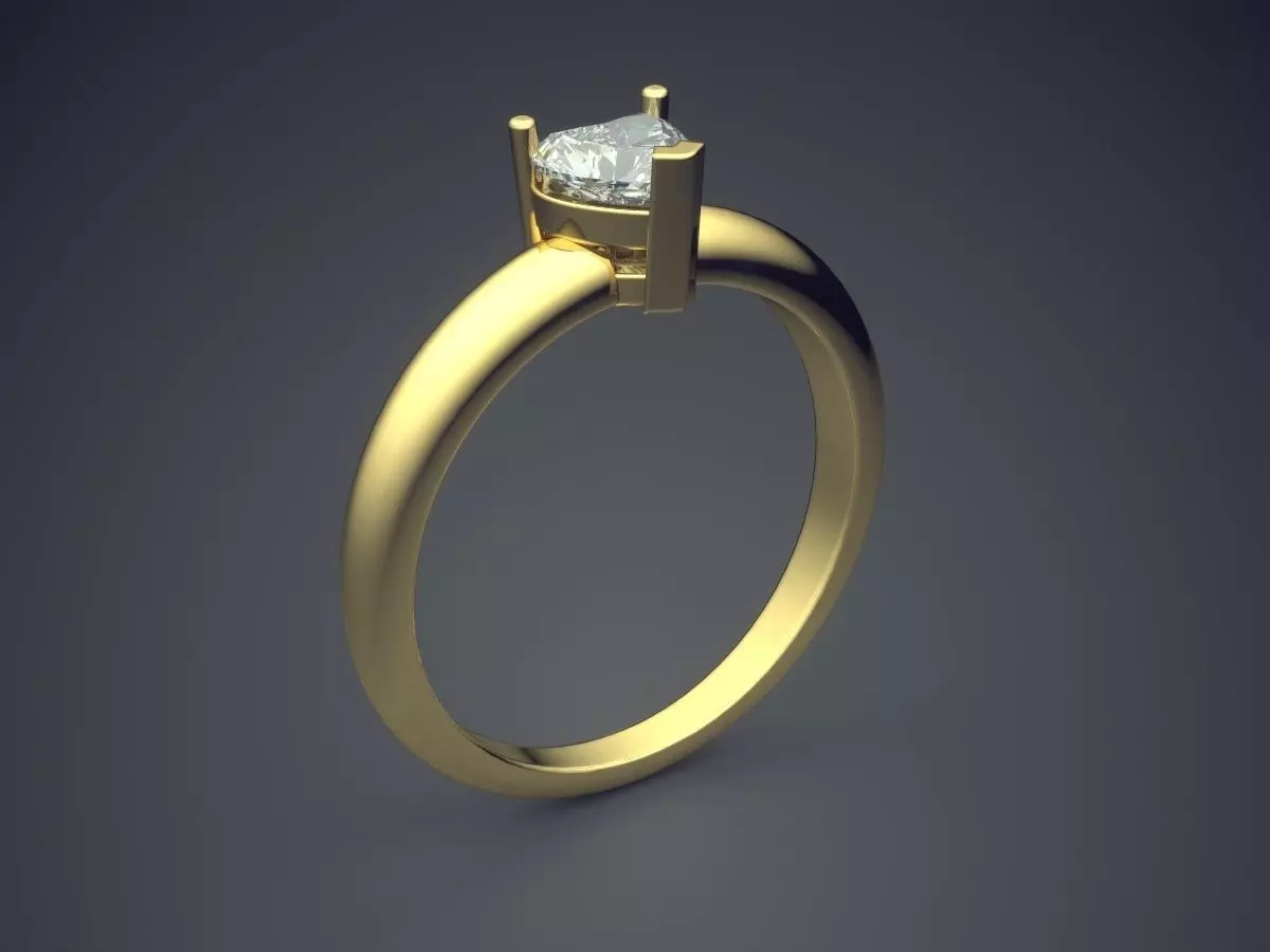 Ring With Heart Shape Diamond 3D print model_0