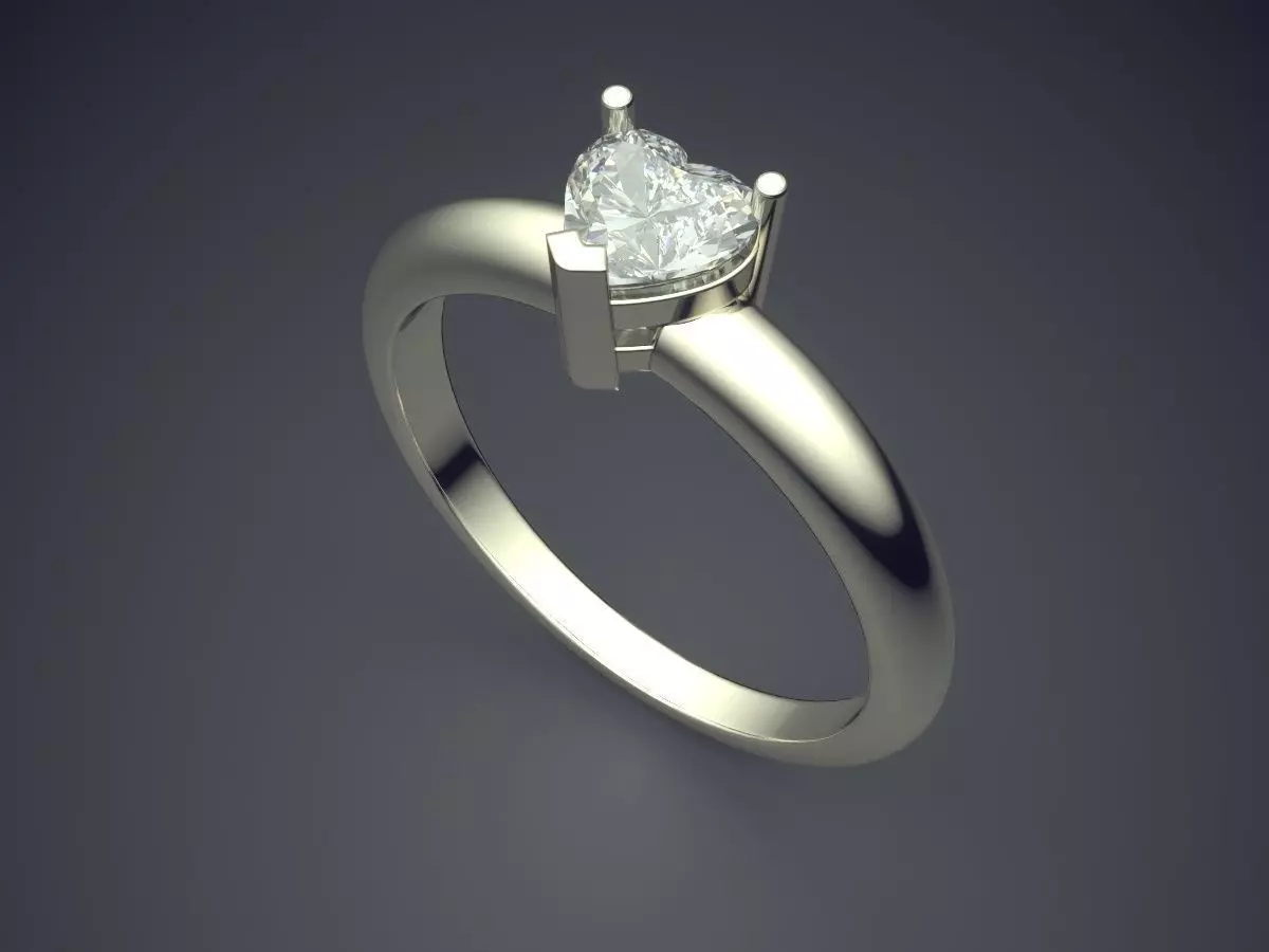 Ring With Heart Shape Diamond 3D print model_1