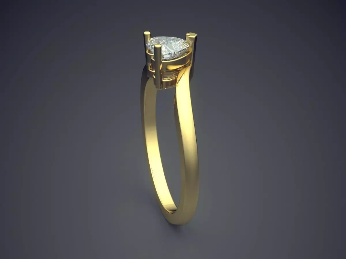 Ring With Heart Shape Diamond 3D print model_3