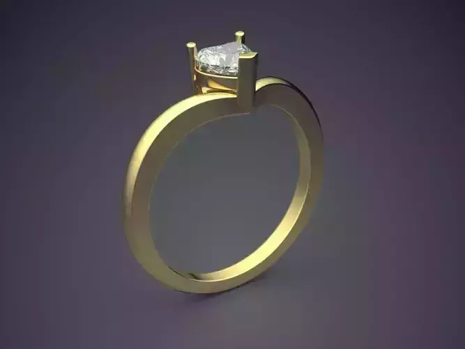 Ring With Heart Shape Diamond 3D print model