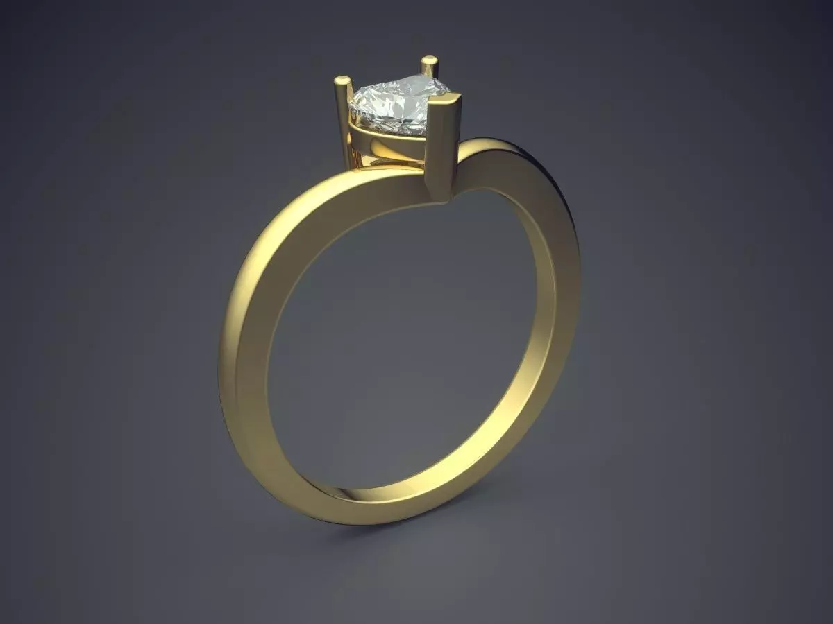 Ring With Heart Shape Diamond 3D print model_0
