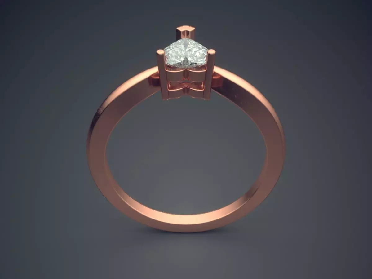Ring With Heart Shape Diamond 3D print model_2