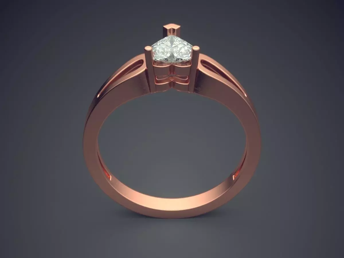Ring With Heart Shape Diamond 3D print model_2
