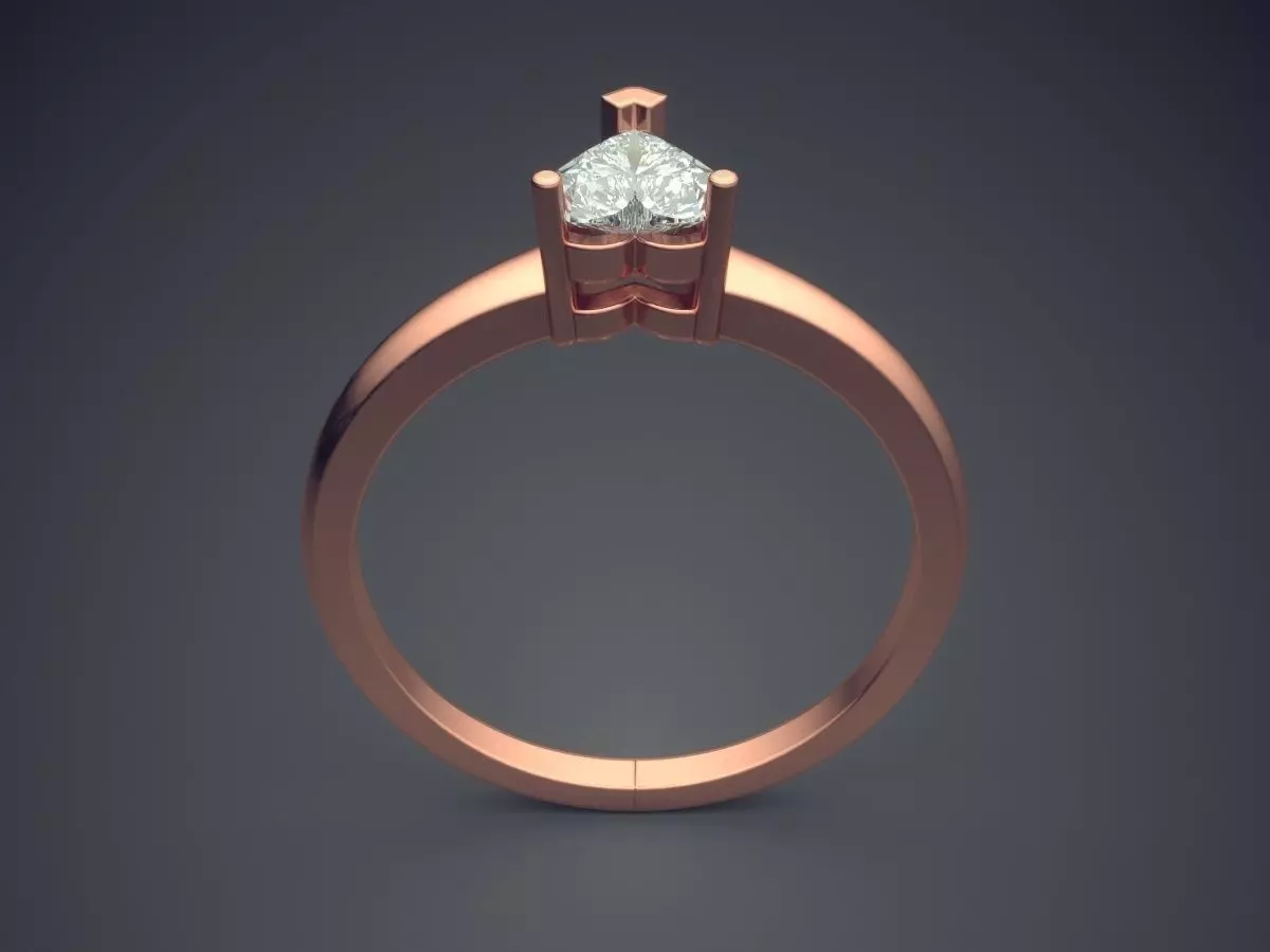 Ring With Heart Shape Diamond 3D print model_2