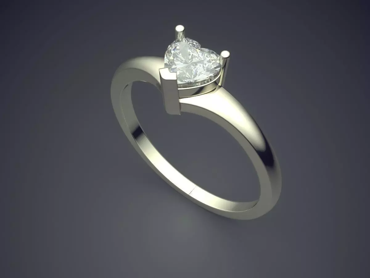 Ring With Heart Shape Diamond 3D print model_1