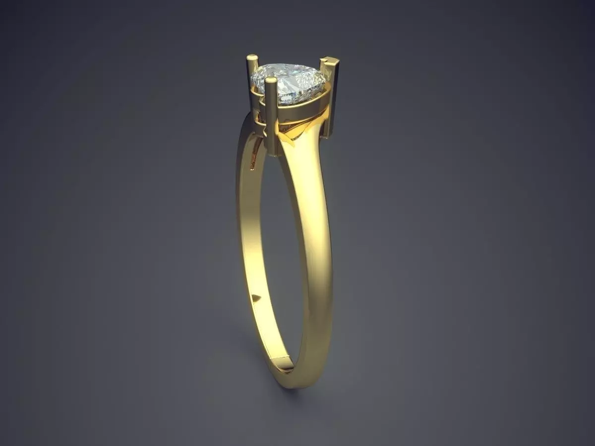 Ring With Heart Shape Diamond 3D print model_3
