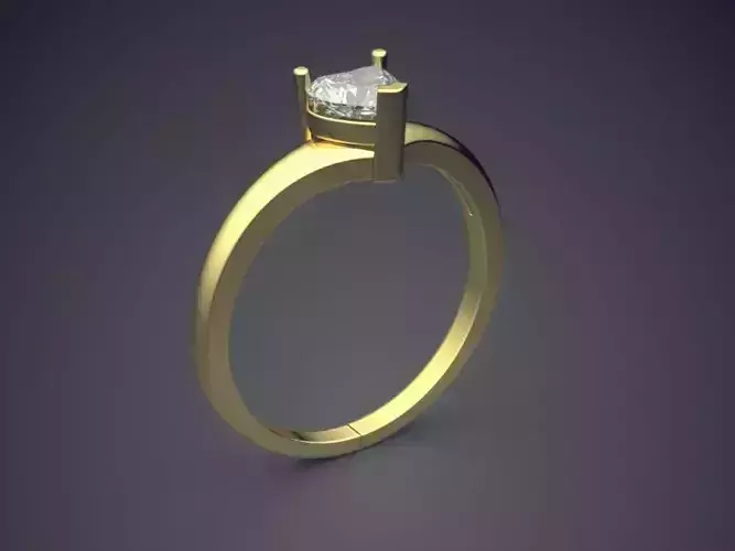 Ring With Heart Shape Diamond 3D print model