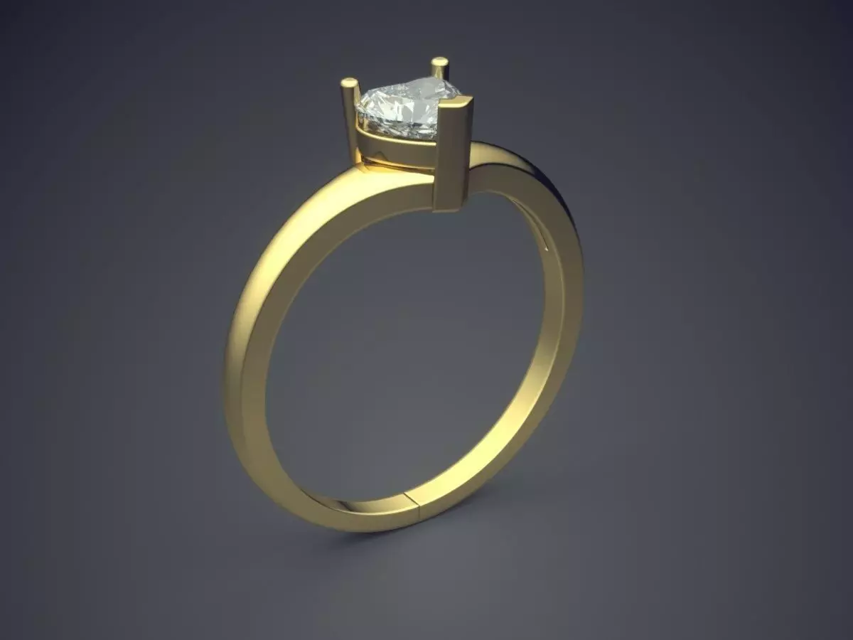 Ring With Heart Shape Diamond 3D print model_0