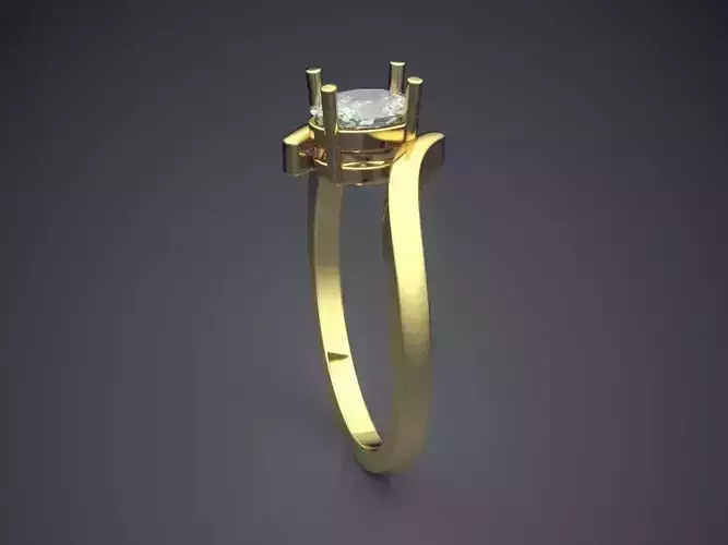 Curved Ring With Diamond