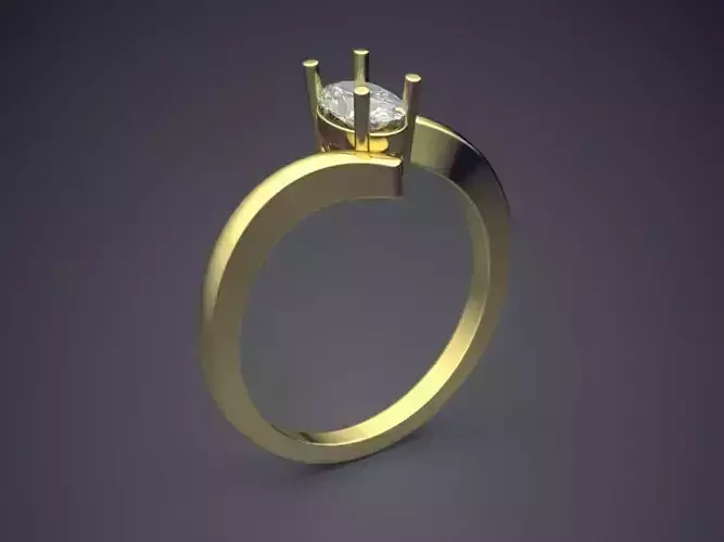 Curved Ring With Diamond 3D print model