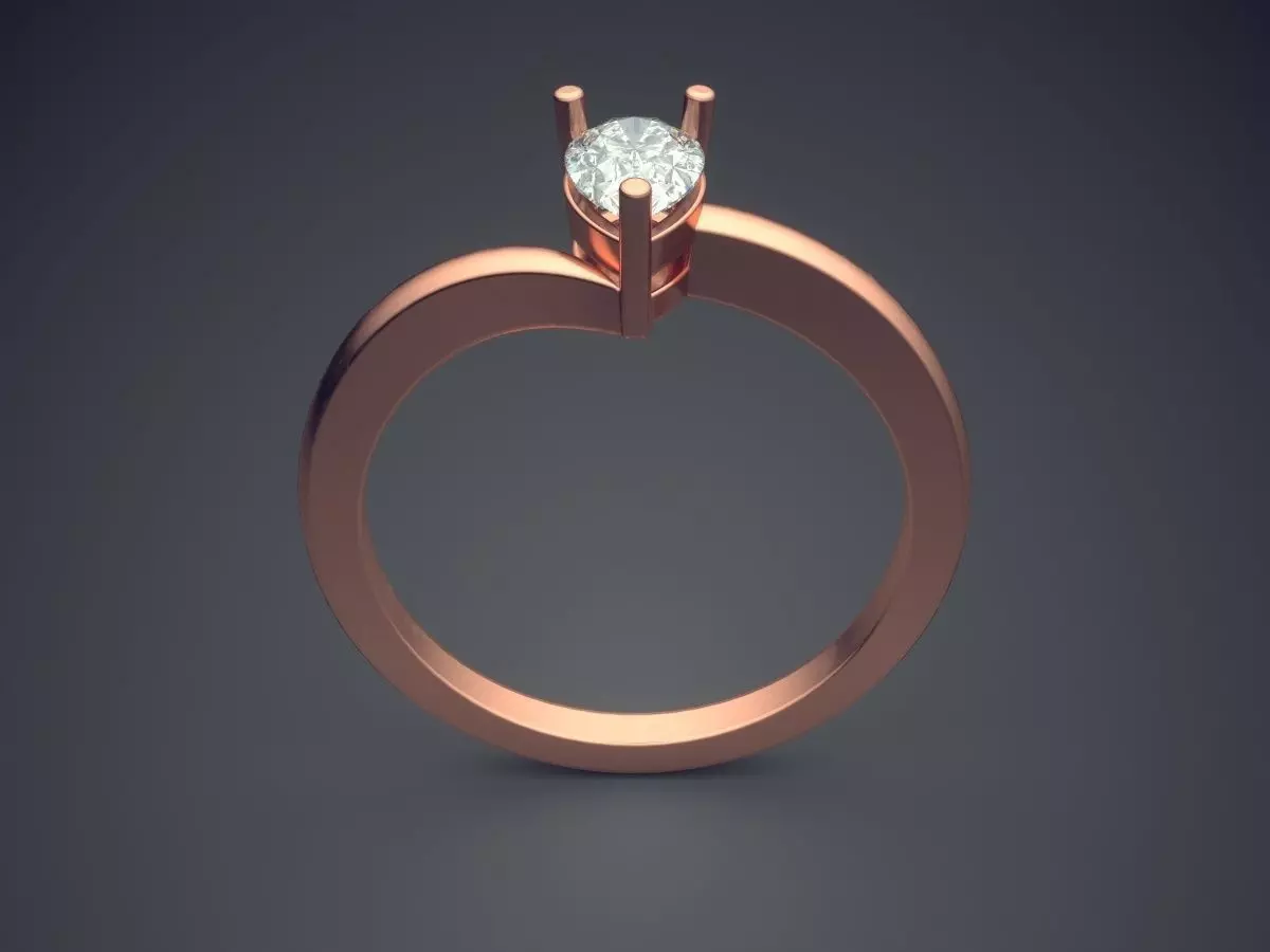 Ring With Diamond 3D print model_2
