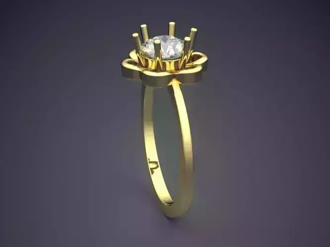 Flower-shaped Ring With Diamond