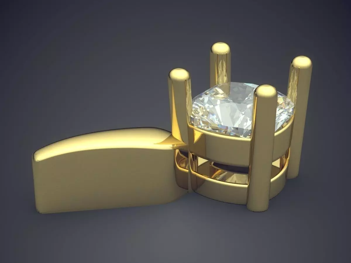 Pendant With Oval Diamond 3D print model_3