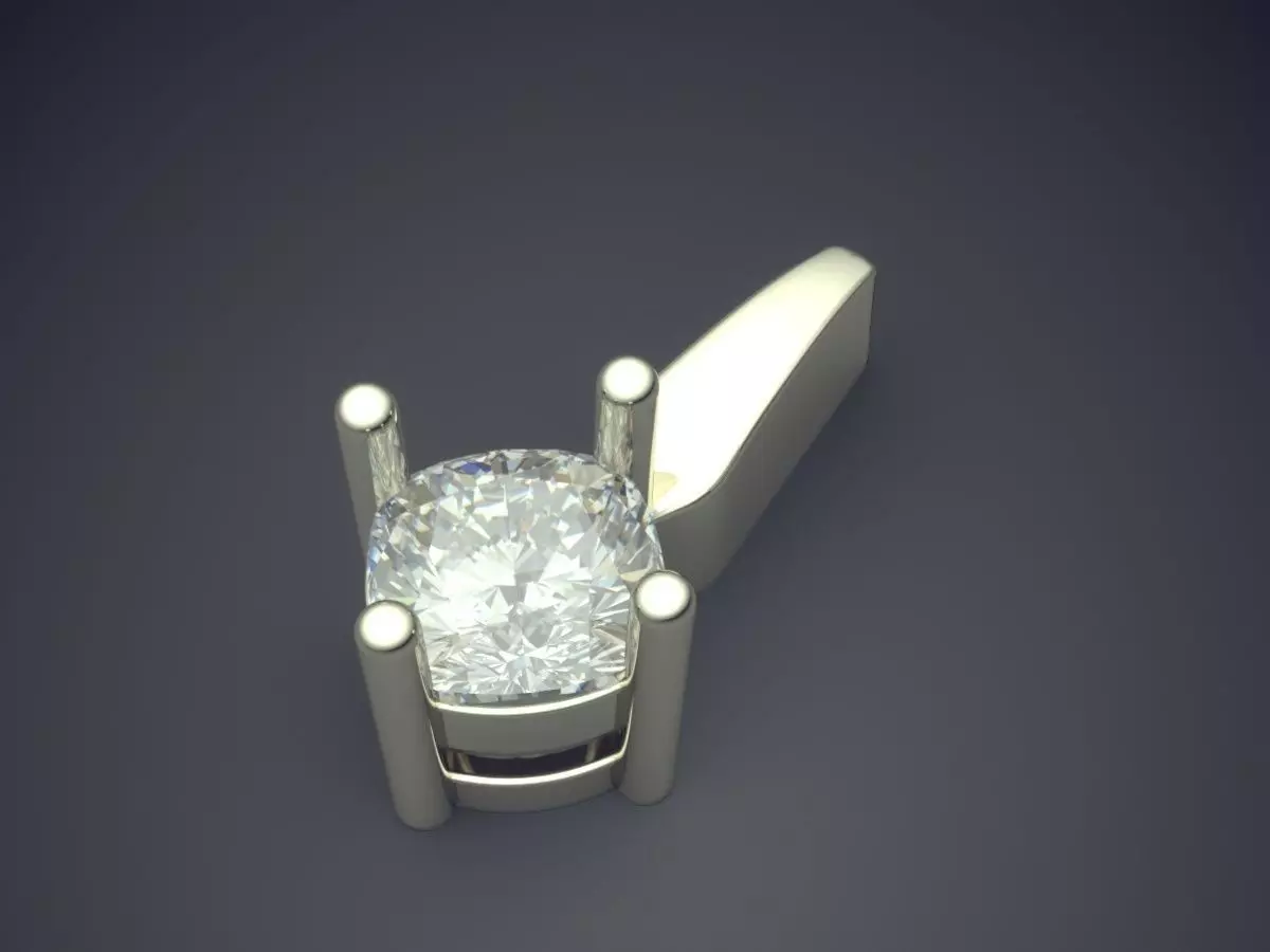 Pendant With Oval Diamond 3D print model_1